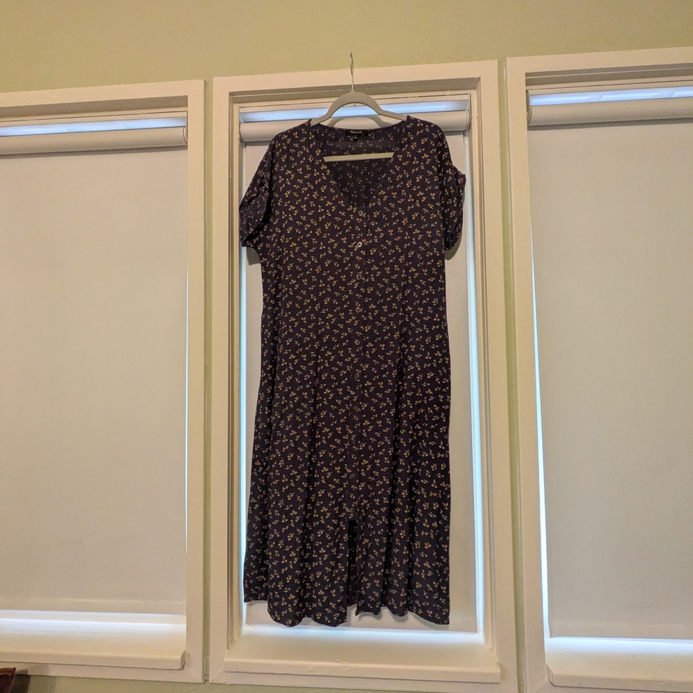 Madewell Navy Floral Midi Dress